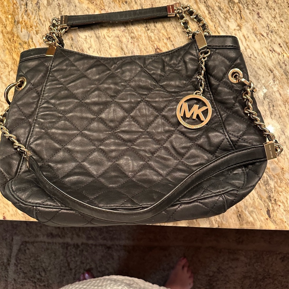Michael Kors Black Quilted Leather Shoulder Bag